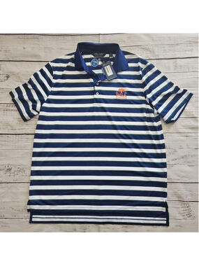 Polo Golf Ralph Lauren Blue White Striped Short Sleeve PGA Tour 2021 Mens Large